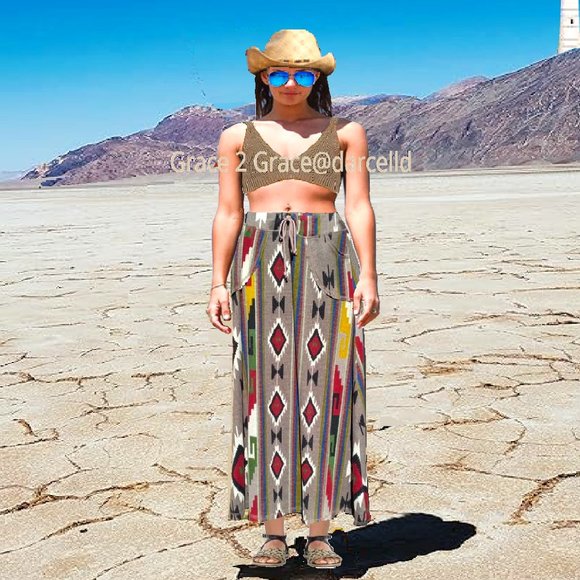 Women's Aztec Tribal Boho Maxi Skirt Sz XL compared to Anthropologie - Picture 1 of 5